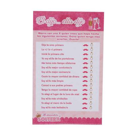 Juego Despedida   VARIOS  21.5x13.4cm 10pz