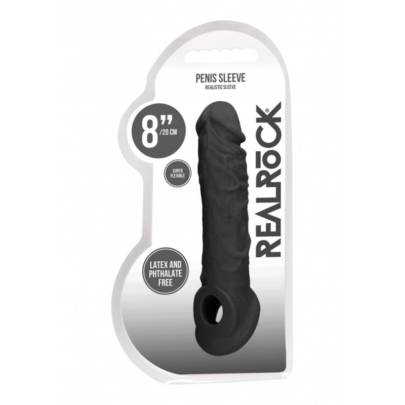 FUNDA EXTENSION  8" PENIS SLEEVE REALROCK BLACK