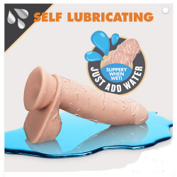 DR. SKIN GLIDE 7" DILDO SE  AUTOLUBRICA CON TESTICULOS