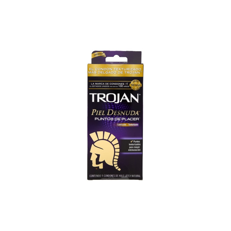 CONDONES TROJAN PIEL DESNUDA PUNTOS 9 PIEZASD