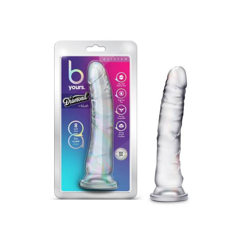 GLISTEN DIAMOND  DILDO TRANSPARENTE B YOURS SIN TESTICULOS