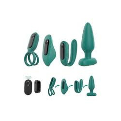 THE LOVE KIT 4 EN 1 S HANDLE anillo, panty vibradora, clip partner y plug anal de silicon intercambiable