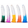 QS-D016 DILDO BICOLOR CURVO SIN TESTICULOS
