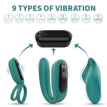 THE LOVE KIT 4 EN 1 S HANDLE anillo, panty vibradora, clip partner y plug anal de silicon intercambiable