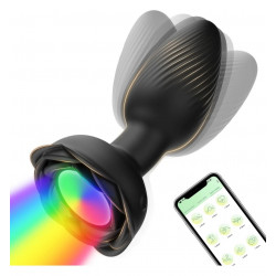 Pluwer rojo plug dilatador vibrador con giro, luz led y control desde teléfono celular