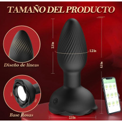 Pluwer rojo plug dilatador vibrador con giro, luz led y control desde teléfono celular