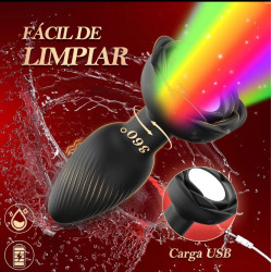 Pluwer rojo plug dilatador vibrador con giro, luz led y control desde teléfono celular