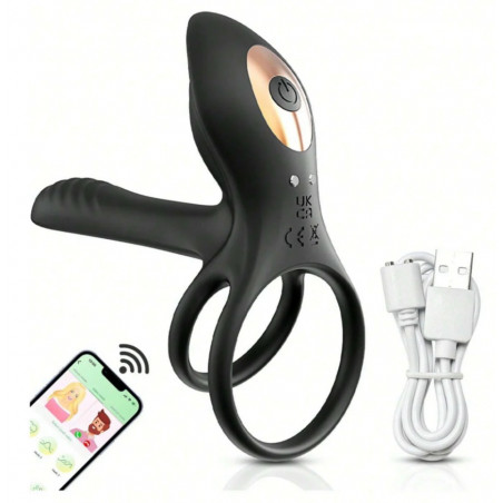 Anillo vibrador con penetración para parejas recargable