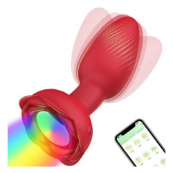 Pluwer rojo plug dilatador vibrador con giro, luz led y control desde teléfono celular