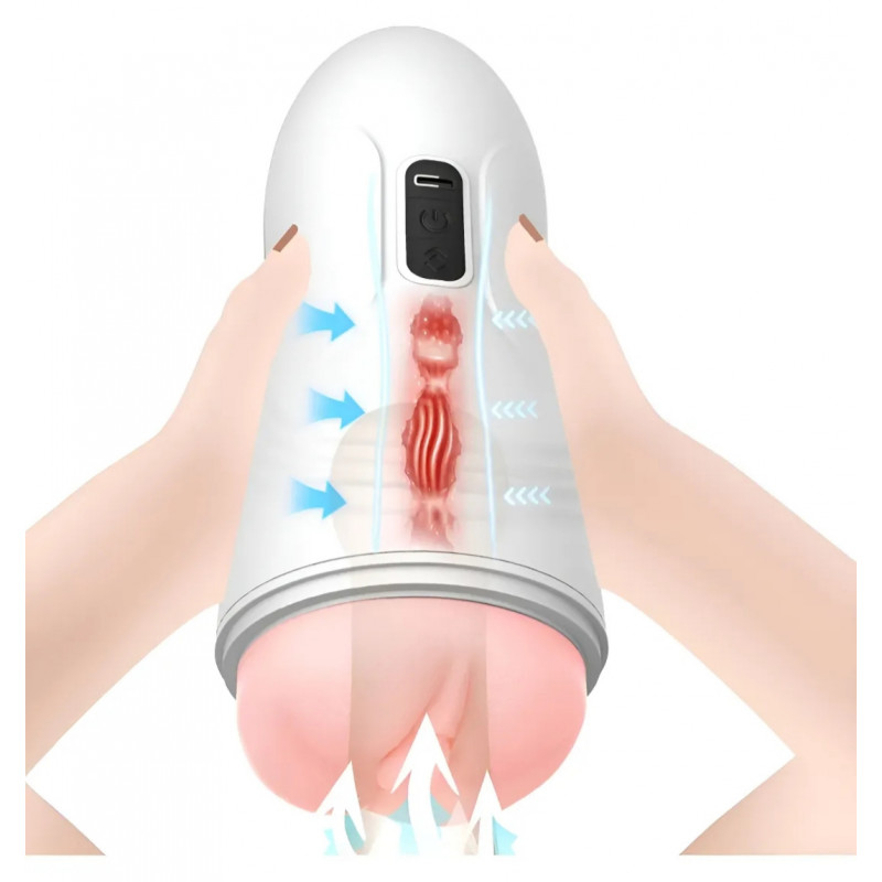 Male masturbador eléctrico discreto forma de bote y textura forma de vagina al interior
