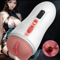 Male masturbador eléctrico discreto forma de bote y textura forma de vagina al interior