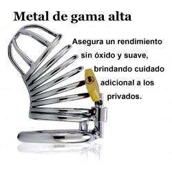 Jaula de castidad hombre de metal con candado mini y anillo de fijación