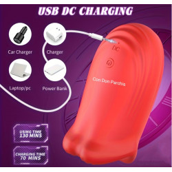 Boca vagina masturbador electrico rojo funciones de vibración recargable