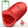 Boca vagina masturbador electrico rojo funciones de vibración recargable