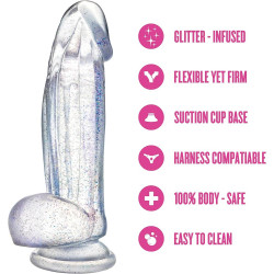 Bling dildo con gliters 7.5 naturally yours
