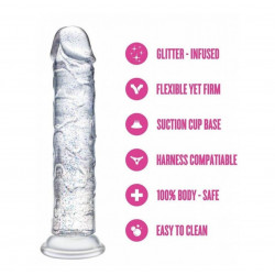 Glamour dildo transparente con glitters