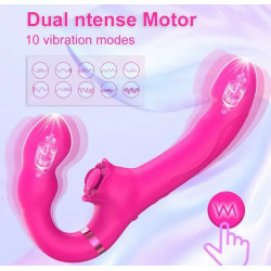 Arnés vibrador strapless con pulso temblor clitoris