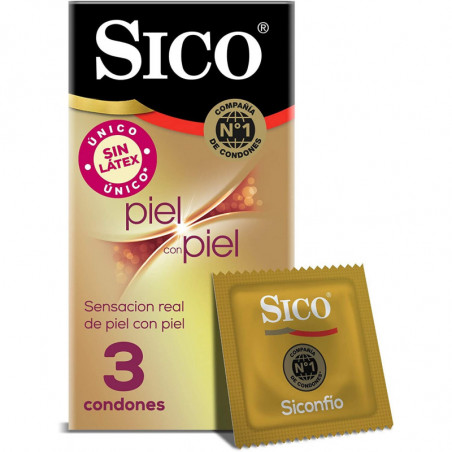 CONDONES SICO PIEL CON PIEL  (SIN LATÉX) 3 PIEZAS
