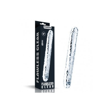 DILDO DOBLE CABEZA TRANSPARENTE 30.48 CM LARGO FLAWLESS  12"